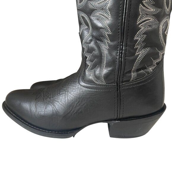 Laredo Black Leather Western Cowboy Boots Men 9D Ranch Rodeo Vintage Country - Picture 5 of 11